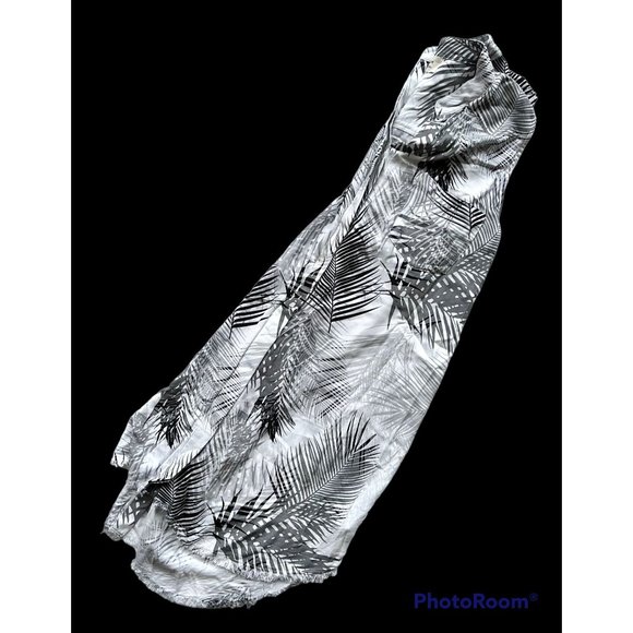 Cloth & Stone Palm Print Dress Medium Hi Low Fringed Raw Hem Front Back … - Picture 11 of 12